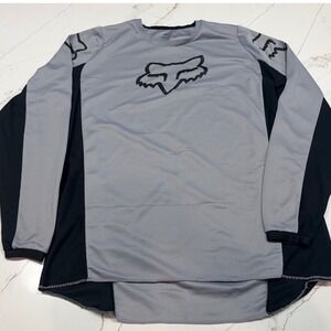 Fox Racing 180 Mens Grey Black Motocross Jersey Long Sleeve Dirt Bike Shirt L